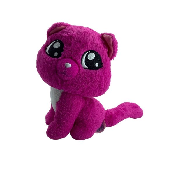 Tic Tac Toy Stuffed Cat Bright Pink 9" Plush Soft Toy Fuchsia Kitty Kitten 8" - Picture 1 of 8